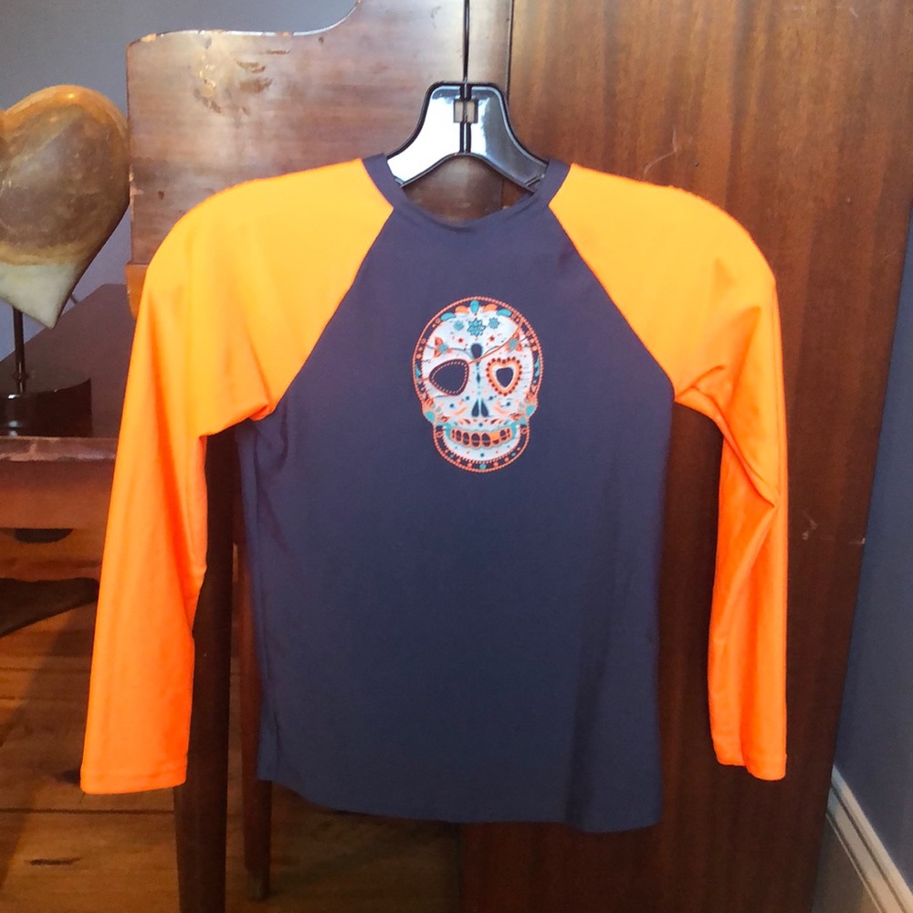 Orange and Black Kids Swim Rashguard